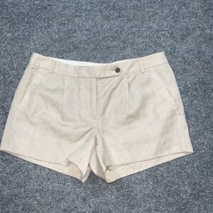 J.CREW Shorts Womens Size 2 Beige Wool Linen Blend Lined Chino